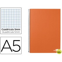 BLOC ESPIRAL LIDERPAPEL A5 MICRO PAPERCOAT TAPA FORRADA 160H 70G CUADRO 5MM 5 BANDAS 6 TALADROS. NAR