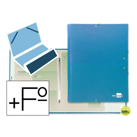 CARPETA CLASIFICADORA LIDERPAPEL 12 DEPARTAMENTOS FOLIO PROLONGADO CARTON FORRADO CELESTE