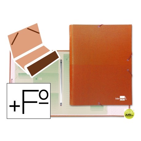 CARPETA CLASIFICADORA LIDERPAPEL 12 DEPARTAMENTOS FOLIO PROLONGADO CARTON FORRADO NARANJA