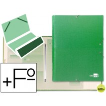 CARPETA CLASIFICADORA LIDERPAPEL 12 DEPARTAMENTOS FOLIO PROLONGADO CARTON FORRADO VERDE CLARO
