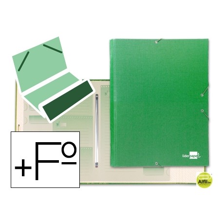 CARPETA CLASIFICADORA LIDERPAPEL 12 DEPARTAMENTOS FOLIO PROLONGADO CARTON FORRADO VERDE CLARO