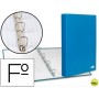 CARPETA DE 4 ANILLAS 25MM MIXTAS LIDERPAPEL FOLIO CARTON FORRADO PAPER COAT CELESTE