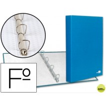 CARPETA DE 4 ANILLAS 25MM MIXTAS LIDERPAPEL FOLIO CARTON FORRADO PAPER COAT CELESTE