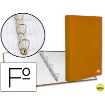 CARPETA DE 4 ANILLAS 25MM MIXTAS LIDERPAPEL FOLIO CARTON FORRADO PAPER COAT NARANJA