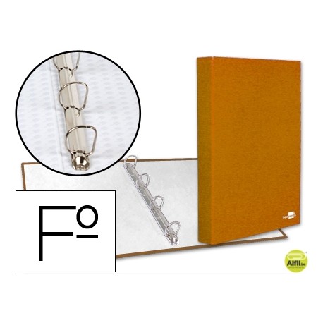 CARPETA DE 4 ANILLAS 25MM MIXTAS LIDERPAPEL FOLIO CARTON FORRADO PAPER COAT NARANJA