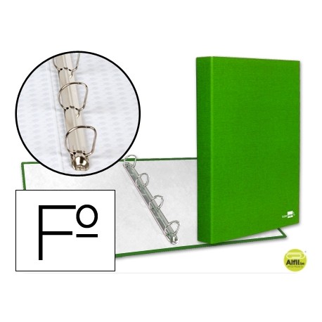CARPETA DE 4 ANILLAS 25MM MIXTAS LIDERPAPEL FOLIO CARTON FORRADO PAPER COAT VERDE