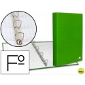 CARPETA DE 4 ANILLAS 25MM MIXTAS LIDERPAPEL FOLIO CARTON FORRADO PAPER COAT VERDE