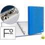 CARPETA DE 4 ANILLAS 25MM REDONDAS LIDERPAPEL FOLIO CARTON FORRADO PAPER COAT CELESTE CON MINICLIP Y