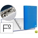 CARPETA DE 4 ANILLAS 25MM REDONDAS LIDERPAPEL FOLIO CARTON FORRADO PAPER COAT CELESTE CON MINICLIP Y
