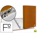 CARPETA DE 4 ANILLAS 25MM REDONDAS LIDERPAPEL FOLIO CARTON FORRADO PAPER COAT NARANJA CON MINICLIP Y