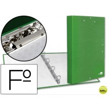 CARPETA DE 4 ANILLAS 25MM REDONDAS LIDERPAPEL FOLIO CARTON FORRADO PAPER COAT VERDE CLARO CON MINICL