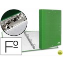 CARPETA DE 4 ANILLAS 25MM REDONDAS LIDERPAPEL FOLIO CARTON FORRADO PAPER COAT VERDE CLARO CON MINICL