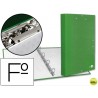 CARPETA DE 4 ANILLAS 25MM REDONDAS LIDERPAPEL FOLIO CARTON FORRADO PAPER COAT VERDE CLARO CON MINICL