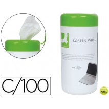 TOALLITAS Q-CONNECT LIMPIADORADE PANTALLAS Y TECLADOS EN BOTE DE 100 UNIDADES