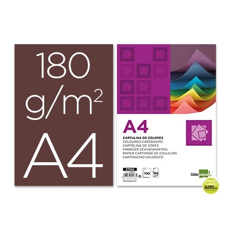 CARTULINA LIDERPAPEL A4 180G/M2 MARRON