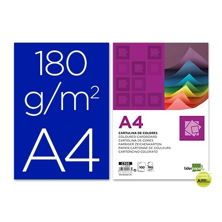 CARTULINA LIDERPAPEL A4 180G/M2 AZUL ULTRAMAR