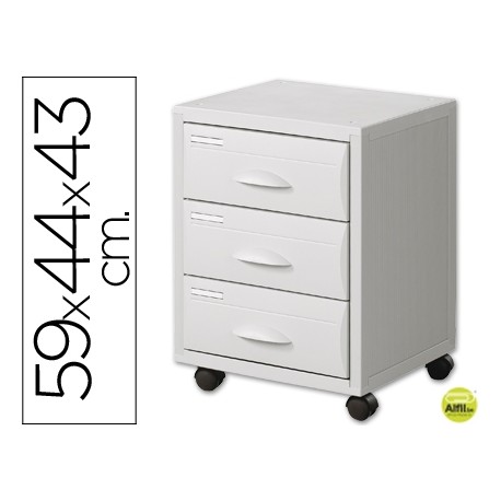 ARCHIVADOR MOVIL FAST-PAPERFLOPOLIESTIRENO 3 CAJONES MODULO GRIS CAJONES GRIS 58,7X43,7X 43,5 CM -CA