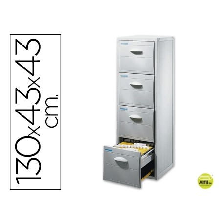 ARCHIVADOR FAST-PAPERFLOW POLIESTIRENO 4 CAJONES PARA CARPETAS COLG. A4 MODULO GRIS CAJONES GRIS 130