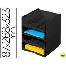 ARCHIVADOR FAST-PAPERFLOW BLOQUES SOBREPONIBLES 4 CASILLAS MODULABLES CON ENCIMERA NEGRA