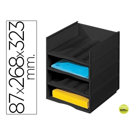 ARCHIVADOR FAST-PAPERFLOW BLOQUES SOBREPONIBLES 4 CASILLAS MODULABLES CON ENCIMERA NEGRA