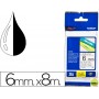 CINTA BROTHER TZE-211 BLANCO-NEGRO 6MM LONGITUD 8 MT