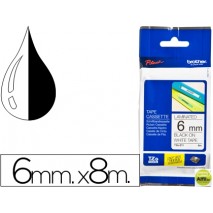 CINTA BROTHER TZE-211 BLANCO-NEGRO 6MM LONGITUD 8 MT