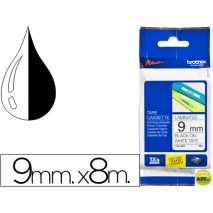CINTA BROTHER TZE-221 BLANCO-NEGRO 9MM LONGITUD 8 MT