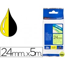 CINTA BROTHER TZE-C51 AMARILLO FLUORESCENTE-NEGRO 24MM LONGITUD 5 MT