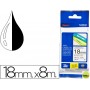 CINTA BROTHER TZE-241 BLANCO-NEGRO 18MM LONGITUD 8 MT