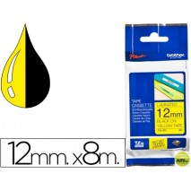 CINTA BROTHER TZE-631 AMARILLO-NEGRO 12MM LONGITUD 8 MT