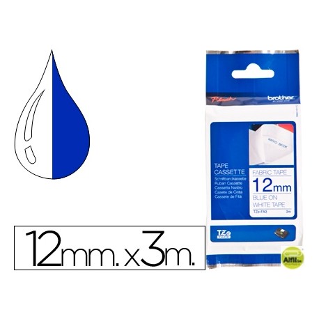 CINTA BROTHER TZE-FA3 TEXTIL AZUL BLANCO 12MM LONGITUD 3 MT