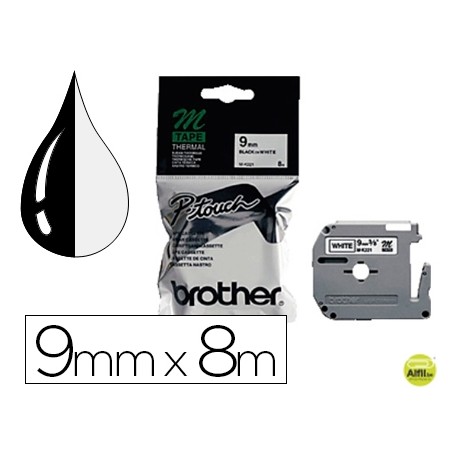 CINTA BROTHER MK-221 BLANCO-NEGRO 9MM LONGITUD 8 MT