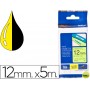CINTA BROTHER TZE-C31 AMARILLO FLUORESCENTE-NEGRO 12MM LONGITUD 5 MT