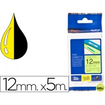 CINTA BROTHER TZE-C31 AMARILLO FLUORESCENTE-NEGRO 12MM LONGITUD 5 MT