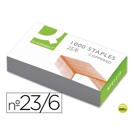 GRAPAS Q-CONNECT NÌ 23/6 -COBREADAS -CAJA DE 1000