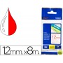 CINTA BROTHER TZE-232 BLANCO-ROJO 12 MM LONGITUD 8 MT