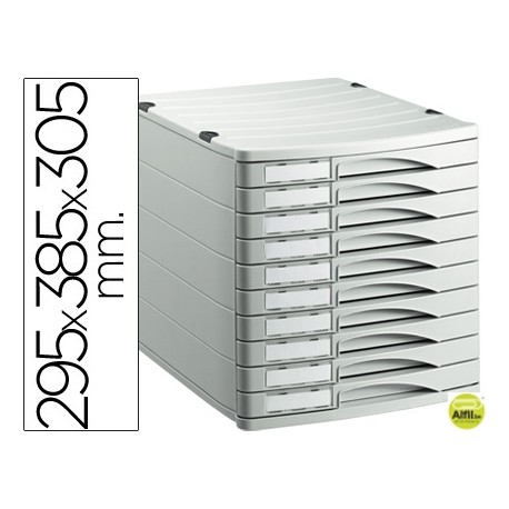 FICHERO CAJONES DE SOBREMESA OFFISYS -1071 29,5X38,5X30,5CM-10 CAJONES GRIS
