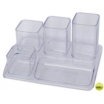 ORGANIZADOR SOBREMESA PLASTICOOFFISYS -1033 18X12X10 CM -5 DEPARTAMENTOS TRANSPARENTE