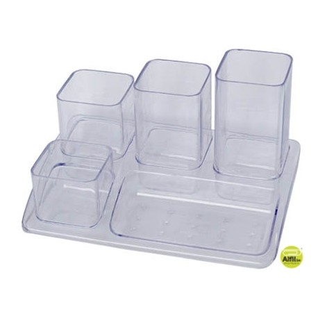 ORGANIZADOR SOBREMESA PLASTICOOFFISYS -1033 18X12X10 CM -5 DEPARTAMENTOS TRANSPARENTE