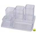 ORGANIZADOR SOBREMESA PLASTICOOFFISYS -1033 18X12X10 CM -5 DEPARTAMENTOS TRANSPARENTE
