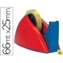 PORTARROLLOS SOBREMESA TESA ROJO-AZUL CON CUCHILLA DE CORTE RECTO -PARA ROLLOS DE HASTA 66 M X 25 MM