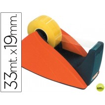 PORTARROLLOS SOBREMESA TESA ROJO-AZUL CON CUCHILLA DE CORTE RECTO -PARA ROLLOS DE HASTA 33 M X 19 MM
