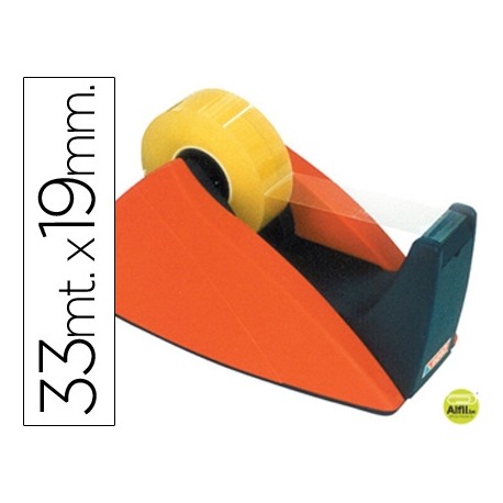 PORTARROLLOS SOBREMESA TESA ROJO-AZUL CON CUCHILLA DE CORTE RECTO -PARA ROLLOS DE HASTA 33 M X 19 MM