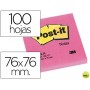 BLOC DE NOTAS ADHESIVAS QUITA Y PON POST-IT 76X76 MM FUCSIA NEON CON 100 HOJAS