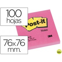 BLOC DE NOTAS ADHESIVAS QUITA Y PON POST-IT 76X76 MM FUCSIA NEON CON 100 HOJAS