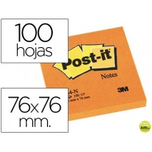 BLOC DE NOTAS ADHESIVAS QUITA Y PON POST-IT 76X76 MM NARANJANEON CON 100 HOJAS