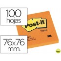 BLOC DE NOTAS ADHESIVAS QUITA Y PON POST-IT 76X76 MM NARANJANEON CON 100 HOJAS