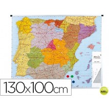 MAPA MURAL PARA SEÑALIZACION ESPAÑA 130X100 CM PLASTIFICADO-MARCO DE ALUMINIO
