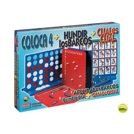 JUEGOS DE MESA FALOMIR -CUATRO EN LINEA + CUAL ES CUAL + HUNDIR LOS BARCOS