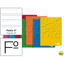 BLOC ESPIRAL LIDERPAPEL FOLIO WRITE TAPA CARTONCILLO 80H 60G PAUTA 3.5MM CON MARGEN. COLORES SURTIDO